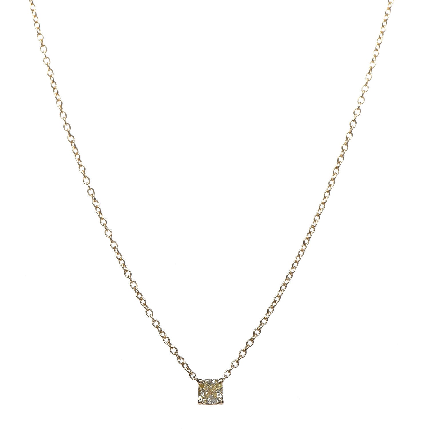 Tiffany 18K Yellow Gold Yellow Diamond .18ct Solitaire Pendant Necklace 1 of 7
