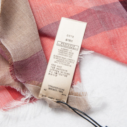 Burberry Cotton Silk Wool Half Mega Check Scarf Honey 5 of 8