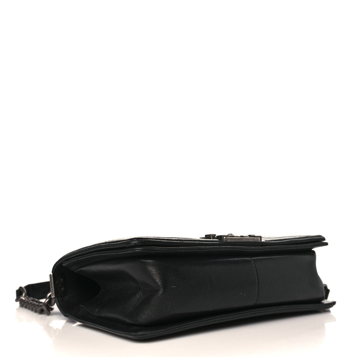 Calfskin Pleated Medium Boy Flap Black
