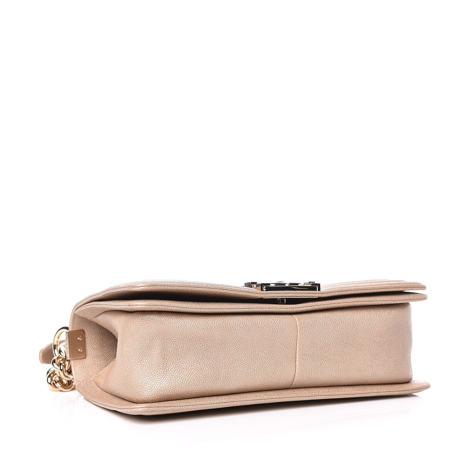 Chanel Metallic Caviar Chevron Quilted Medium Boy Flap Light Beige 4 of 11
