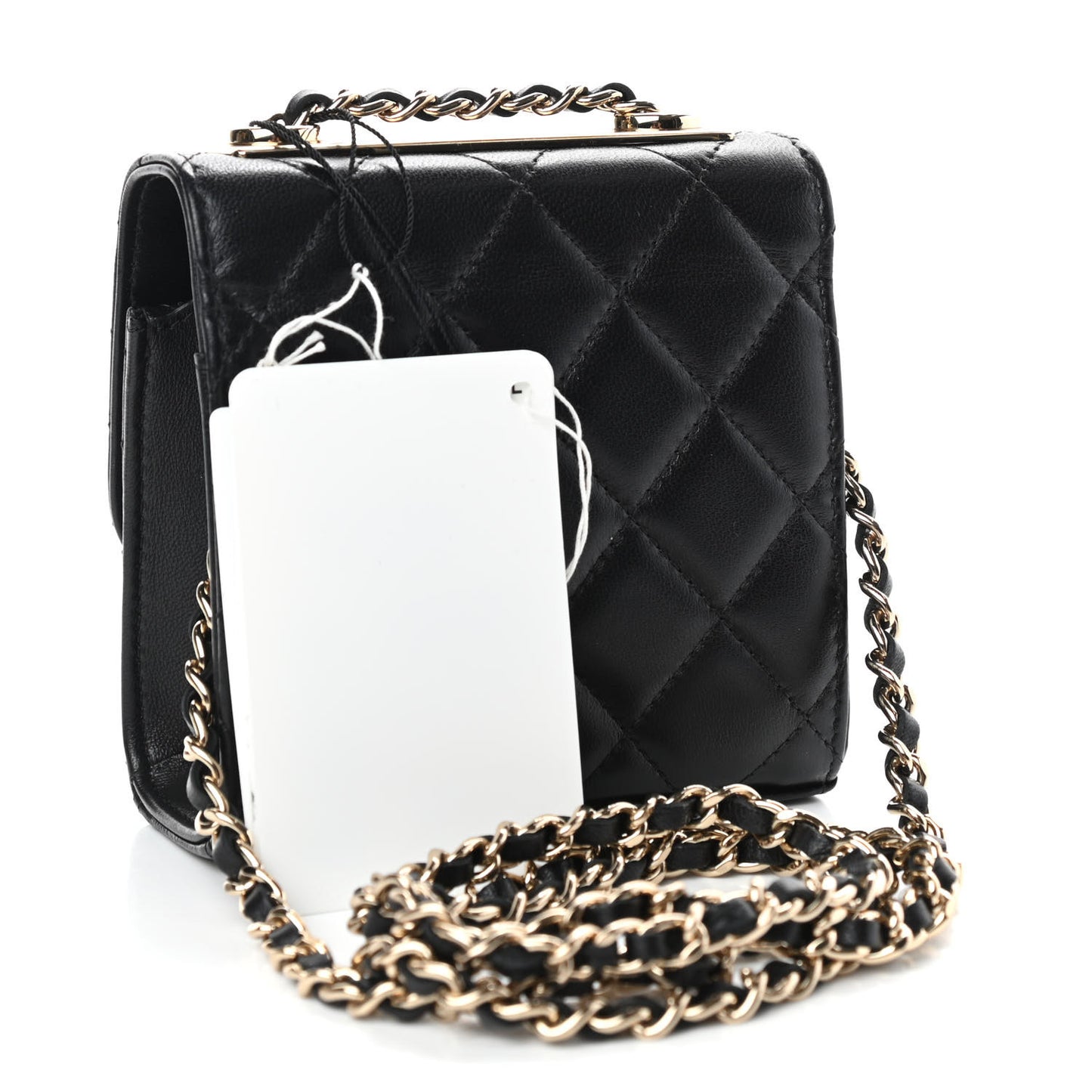 Lambskin Quilted Mini Trendy CC Chain Wallet Black