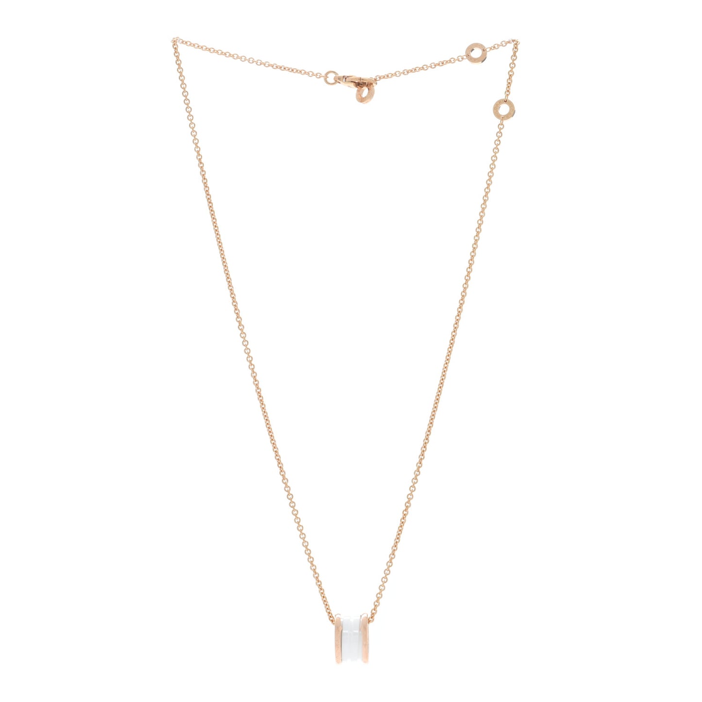 18K Rose Gold White Ceramic B.Zero1 Pendant Necklace