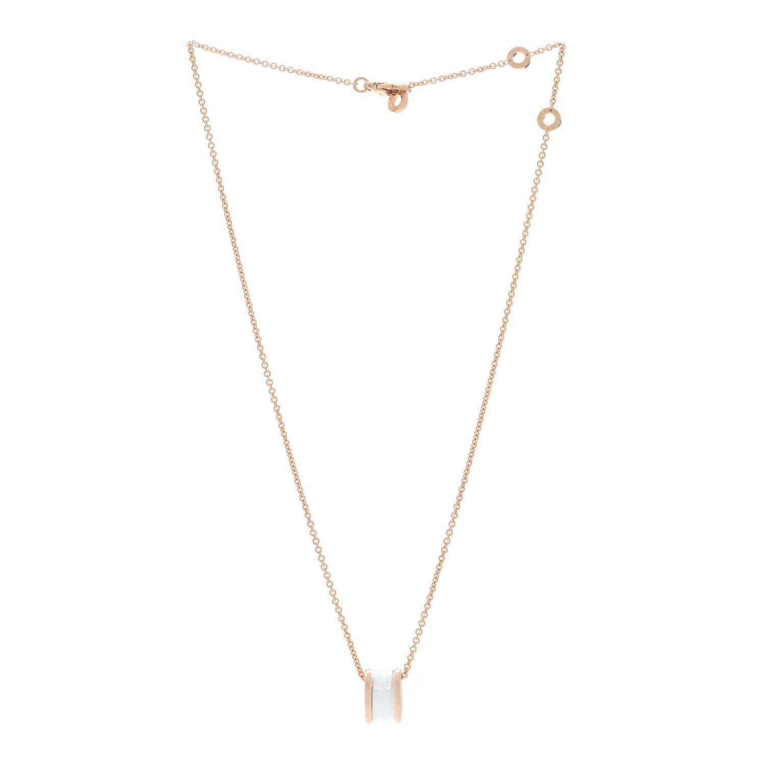 Bulgari 18K Rose Gold White Ceramic B.Zero1 Pendant Necklace 3 of 4