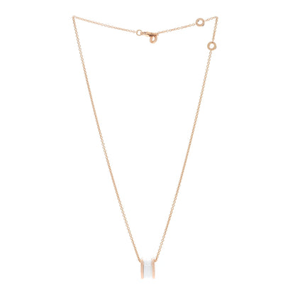 Bulgari 18K Rose Gold White Ceramic B.Zero1 Pendant Necklace 3 of 4