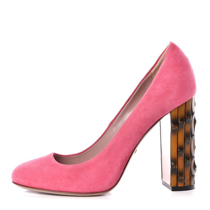 Gucci Suede Dahlia Bamboo Pumps 37 Pink 1 of 10