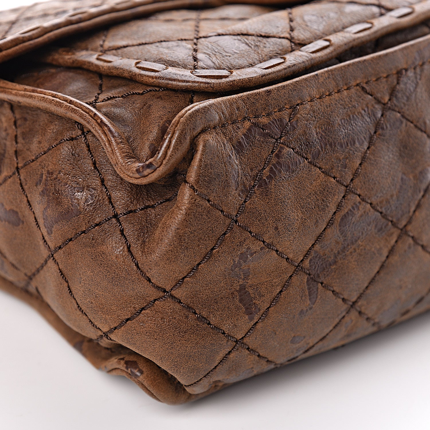 Chanel Aged Crumpled Calfskin Small Vintage Flap Brown 10 of 12
