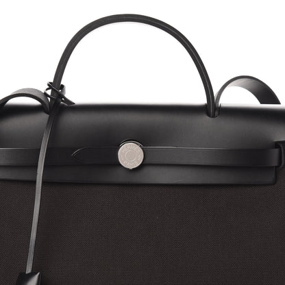 Hermes Military Toile Vache Hunter Herbag Zip Retourne 31 PM Black Ebene 13 of 14