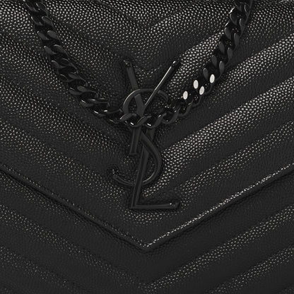 Saint Laurent Grain De Poudre Matelasse Chevron Monogram Monochrome Chain Wallet Black 8 of 10