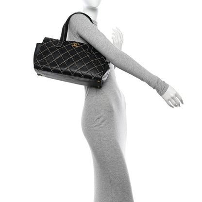 Chanel Calfskin Wild Stitch Medium Tote Black 2 of 11