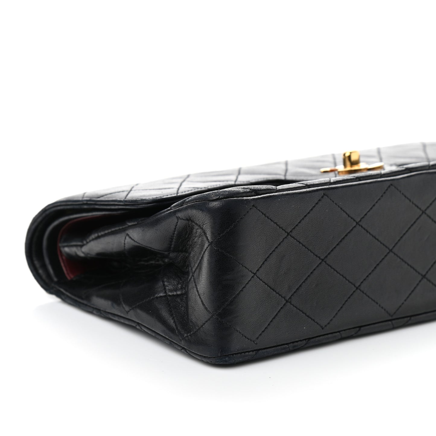 Lambskin Quilted Medium Double Flap Black