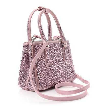 Prada Satin Crystal Mini Galleria Double Zip Tote Alabastro 3 of 9