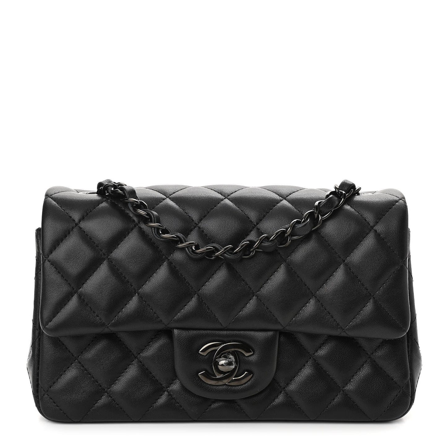 Lambskin Quilted Mini Rectangular Flap So Black