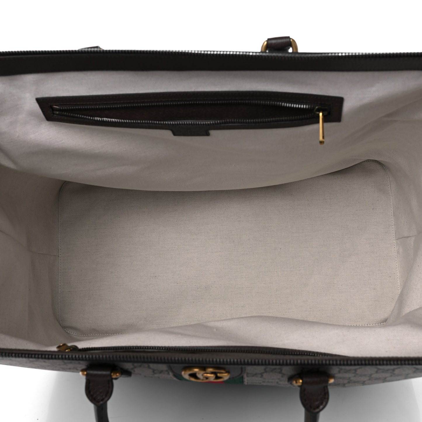 GG Supreme Monogram Textured Dollar Calfskin Web Savoy Travel Bag Beige Ebony New Acero