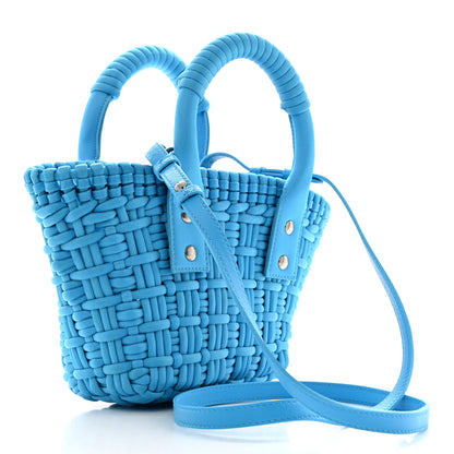 Balenciaga Recycled Nylon Faux Calfskin XXS Bistro Basket Turquoise Blue 2 of 10