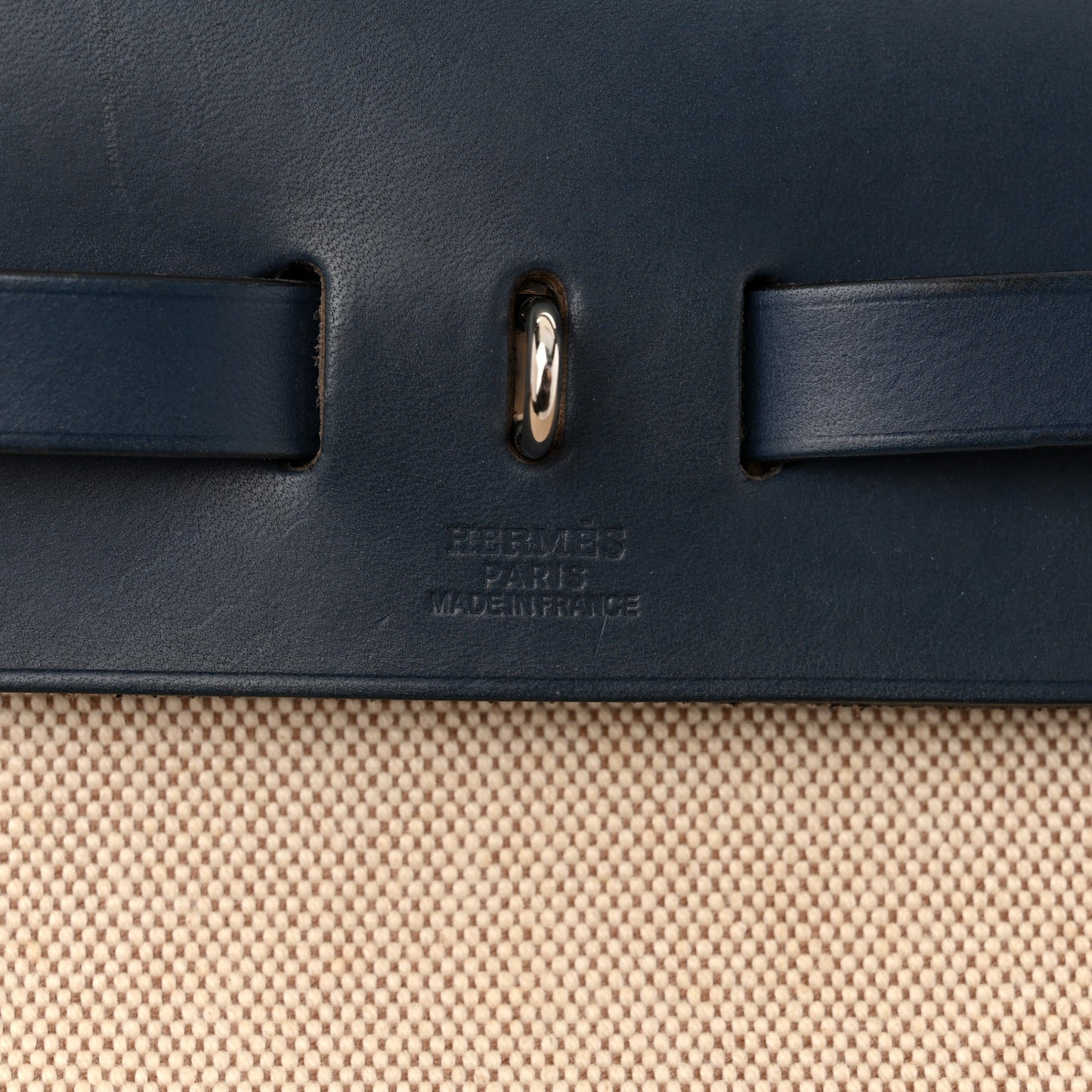 Toile Vache Calfskin Herbag PM 30 Navy Bleu Natural