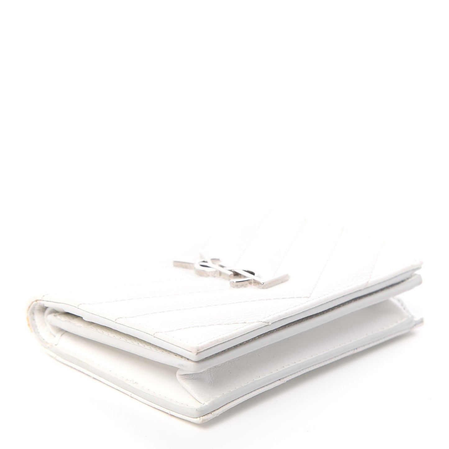 Grain De Poudre Matelasse Chevron Monogram Card Case Blanc Optique