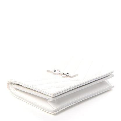 Saint Laurent Grain De Poudre Matelasse Chevron Monogram Card Case Blanc Optique 4 of 10