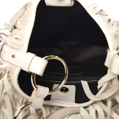 Saint Laurent Suede Boheme Fringe Shoulder Bag Ivory 5 of 10
