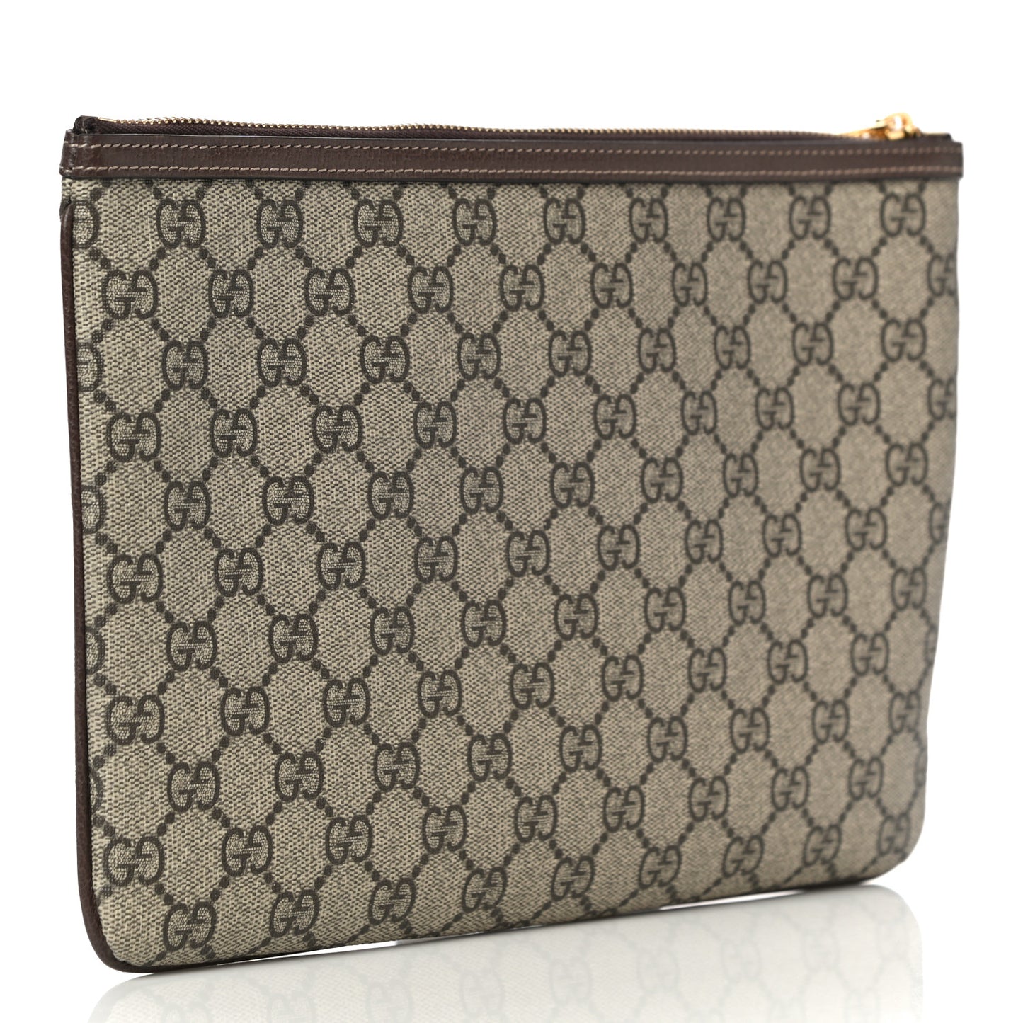 GG Supreme Monogram Large Ophidia Pouch Clutch Brown