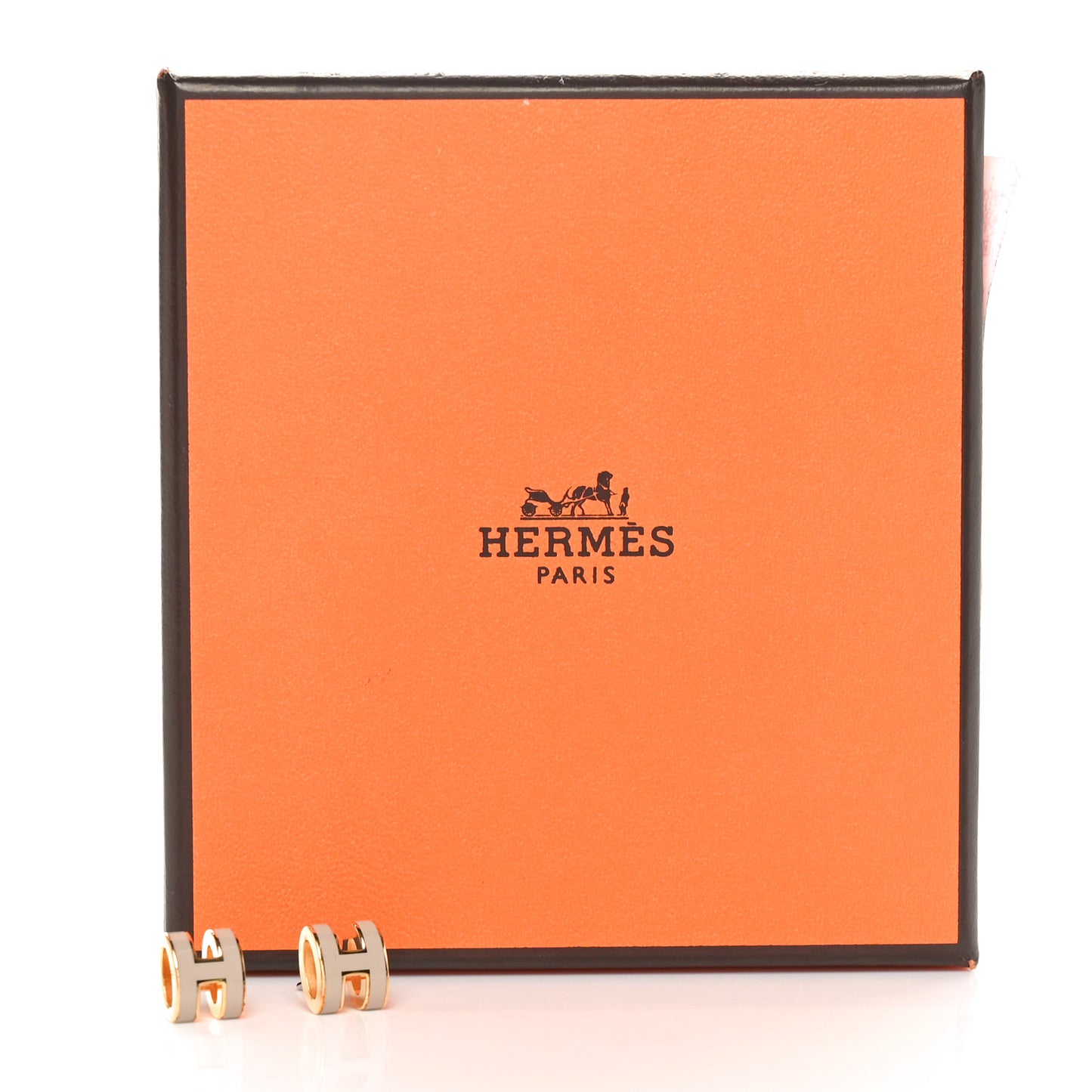 Gold Lacquered Mini Pop H Earrings Marron Glace