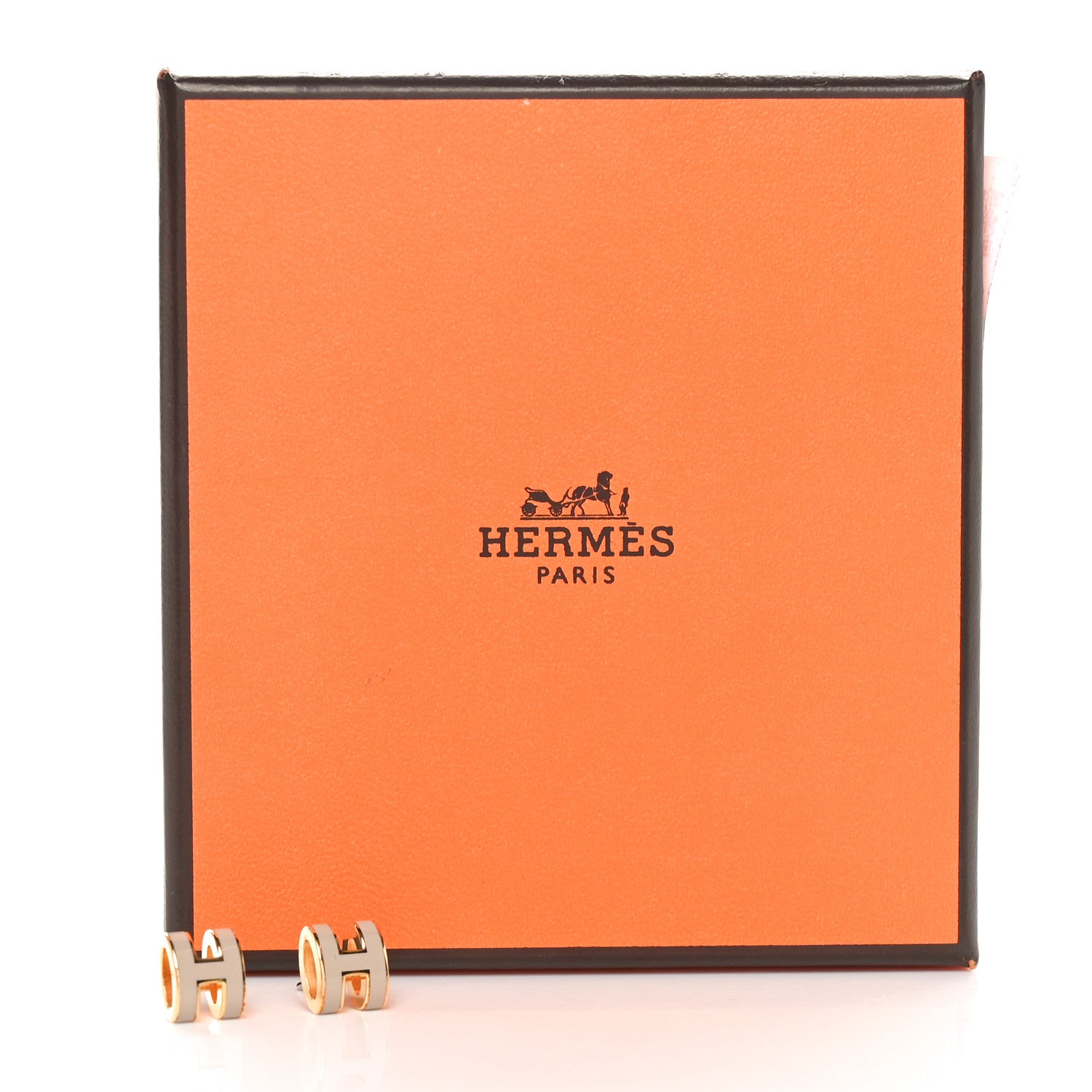 Hermes Gold Lacquered Mini Pop H Earrings Marron Glace 6 of 6