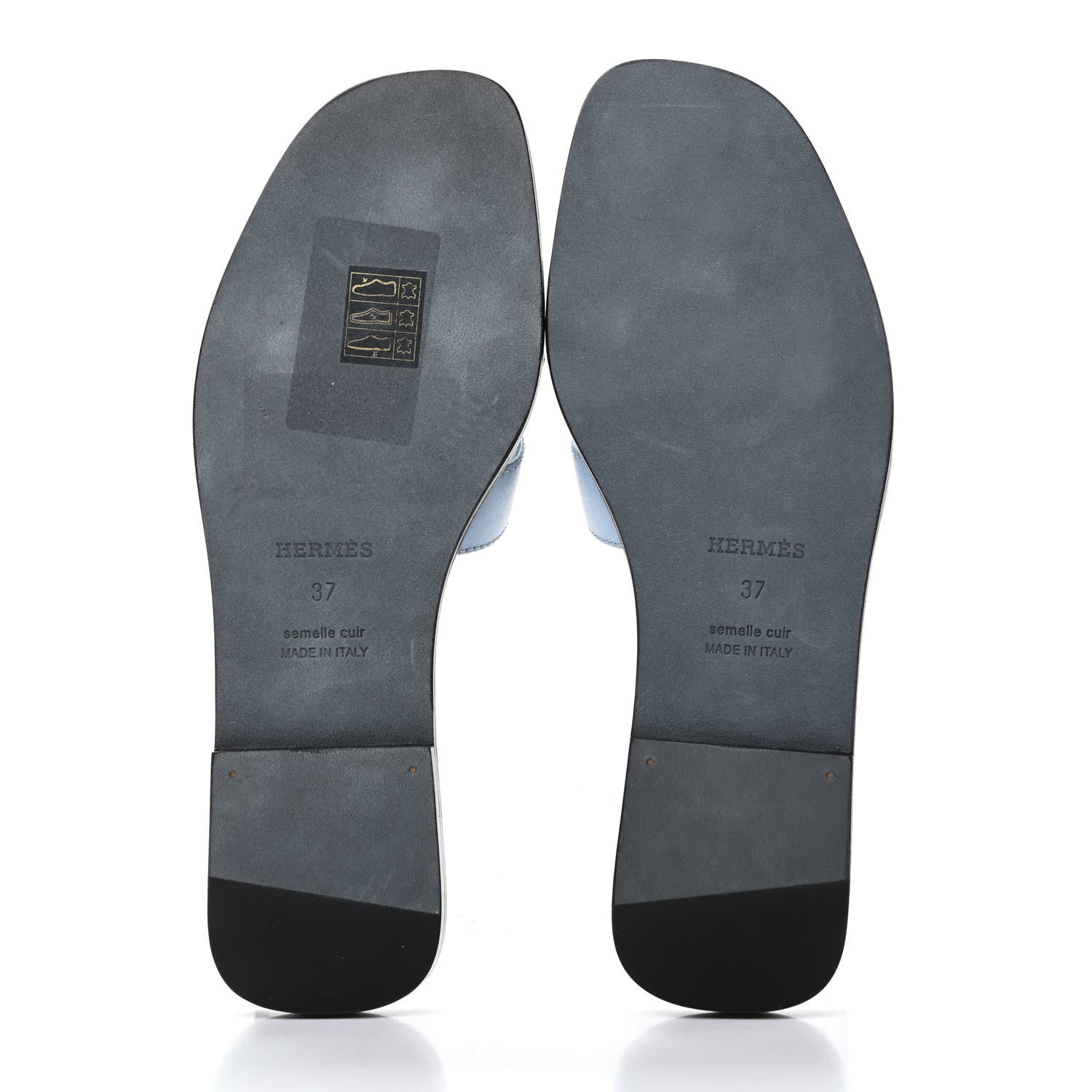 Hermes Calfskin Oran Sandals 37 Bleu Bleuet 5 of 7