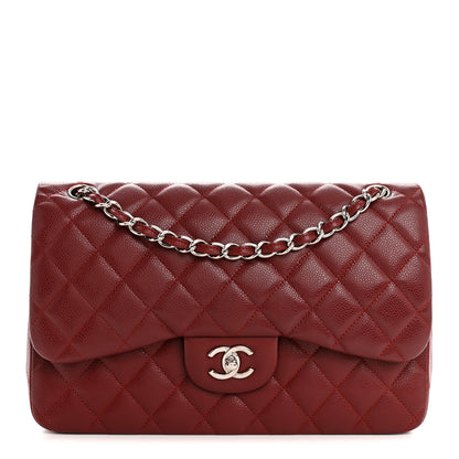 Chanel Caviar Quilted Jumbo Double Flap Dark Red 1 of 10
