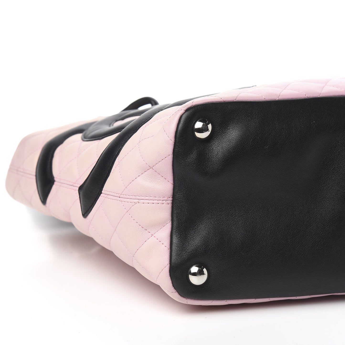 Calfskin Quilted Large Cambon Tote Pink Black