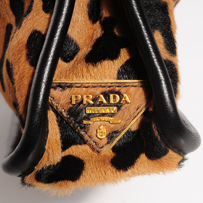 Prada Calf Hair Leopard Print Clutch Miele 10 of 10