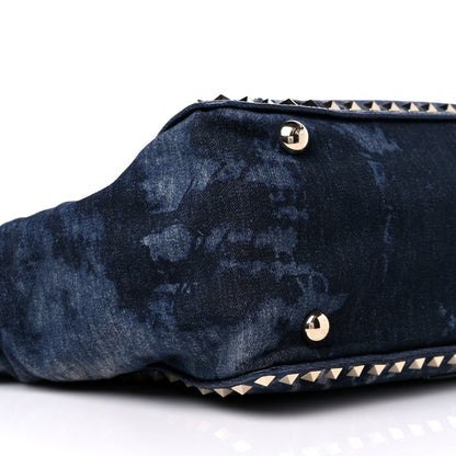 Valentino Garavani Denim Butterfly Embroidered Medium Rockstud Tote Light Denim Multicolor 8 of 10