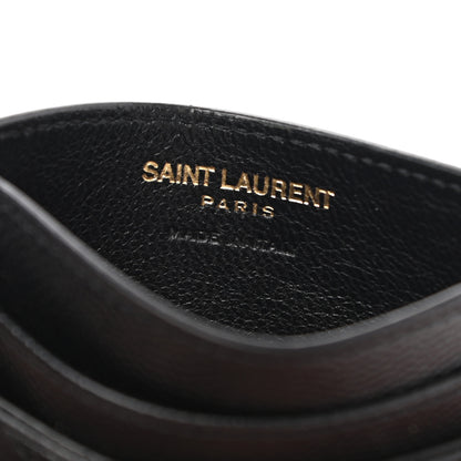 Saint Laurent Grain De Poudre Matelasse Chevron Monogram Credit Card Case Black 6 of 8
