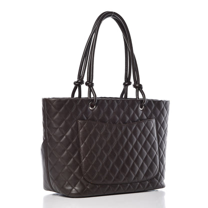 Chanel Calfskin Quilted Large Cambon Tote Brown 3 of 15