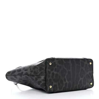 Dolce & Gabbana Coated Canvas Leopard Print Miss Escape Tote Grey 4 of 11