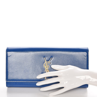 Saint Laurent Patent Grain de Poudre Cassandre Clutch Royal Blue 2 of 7