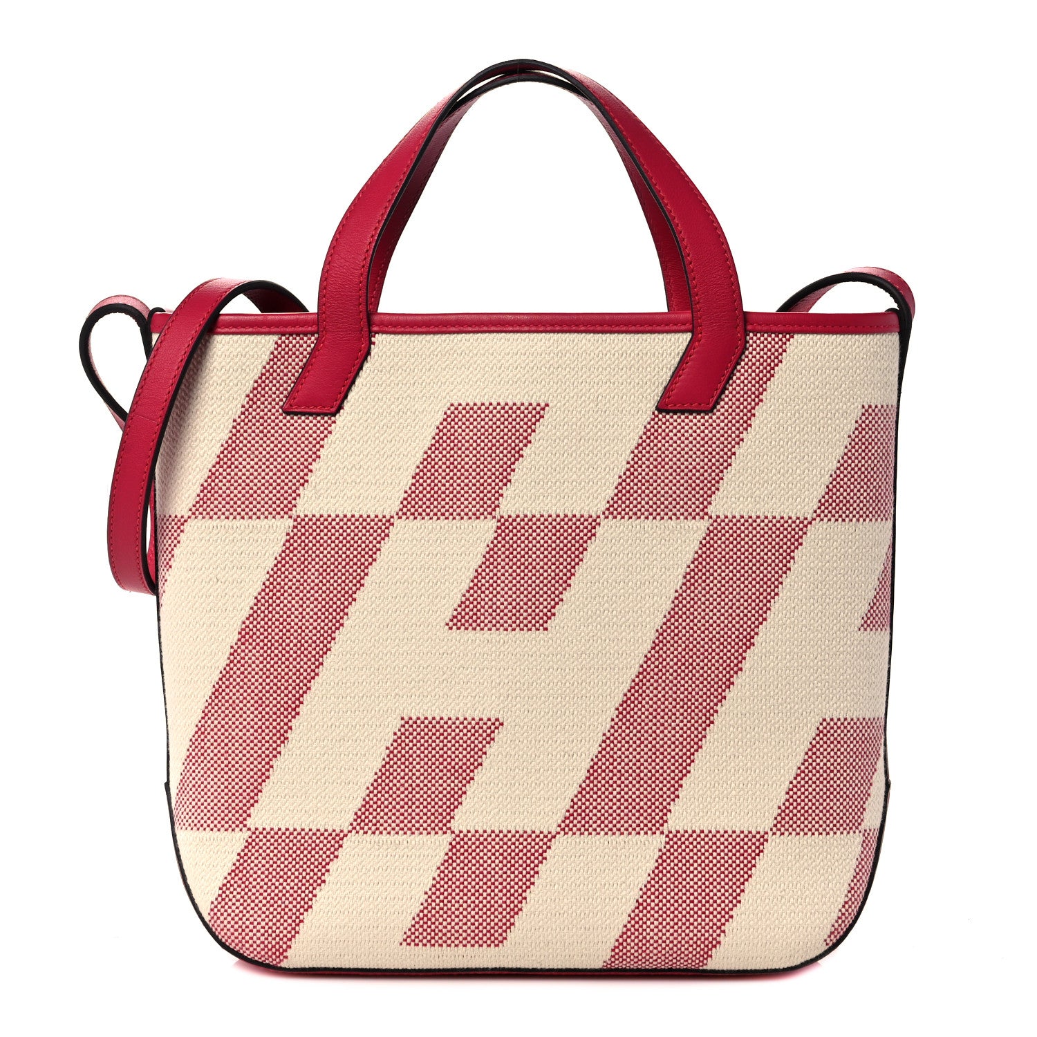 Hermes Swift Toile H Cabas H En Biais 27 Ecru Framboise 1 of 10