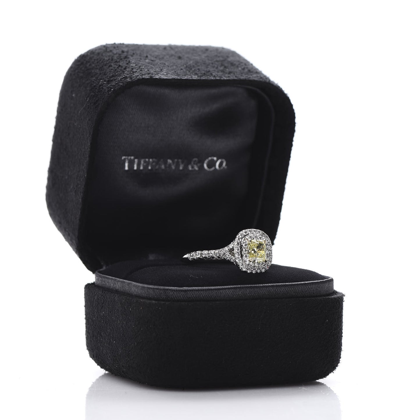Platinum 18K Yellow Gold Fancy Yellow Diamond .53ct Soleste Engagement Ring 50 5.5
