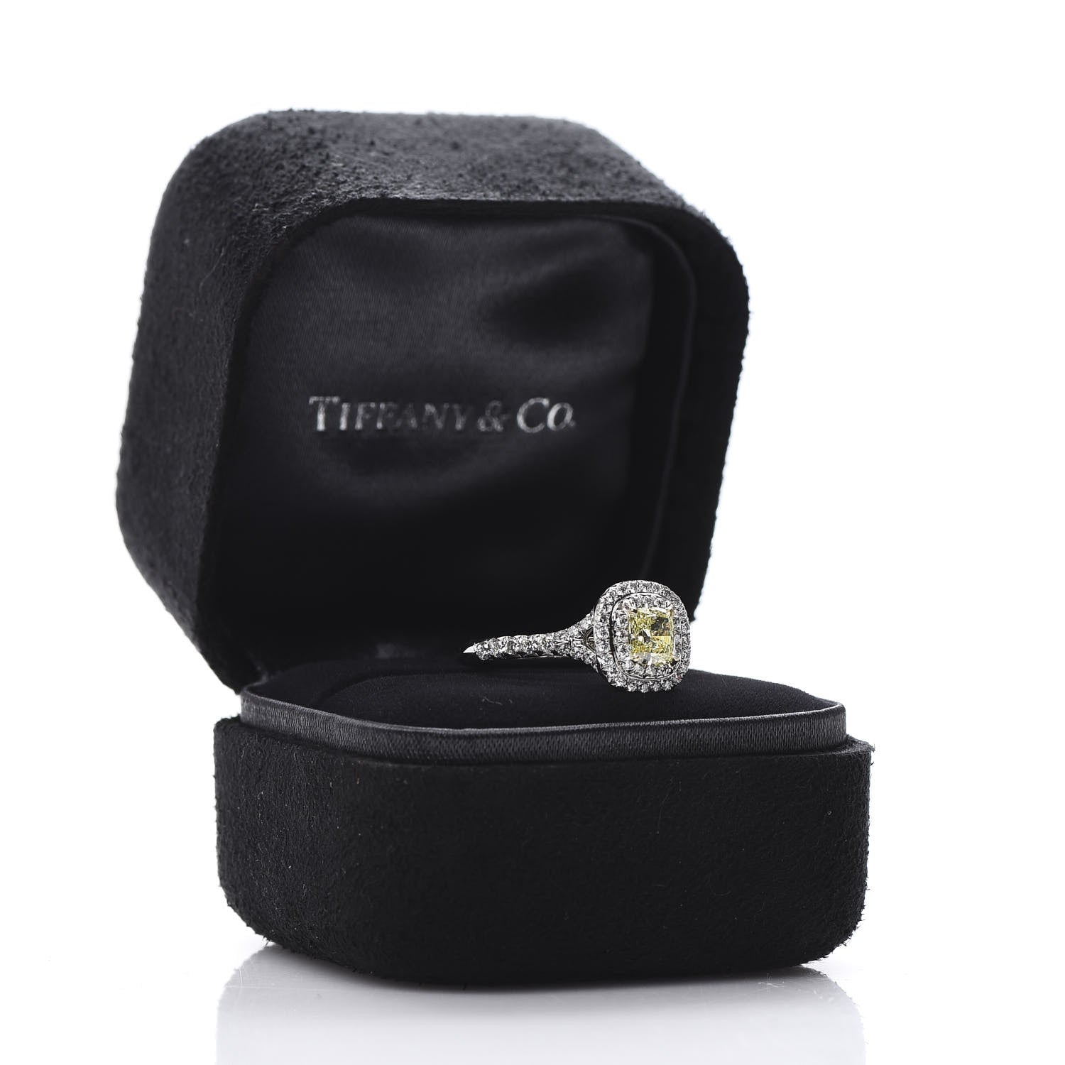 Tiffany Platinum 18K Yellow Gold Fancy Yellow Diamond .53ct Soleste Engagement Ring 50 5.5 7 of 7