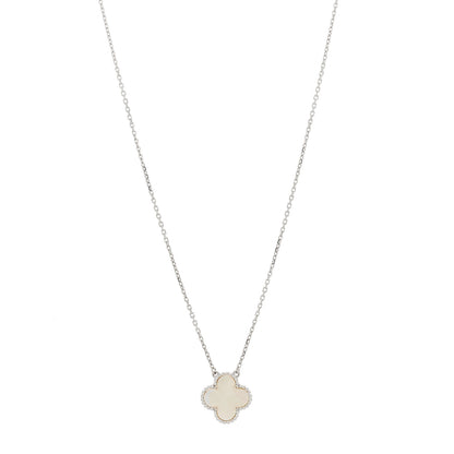 Van Cleef & Arpels 18K White Gold Mother of Pearl Vintage Alhambra Pendant Necklace 1 of 5