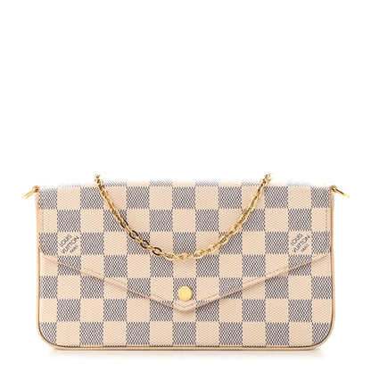 Louis Vuitton Damier Azur Pochette Felicie Chain Wallet Rose Ballerine 1 of 11