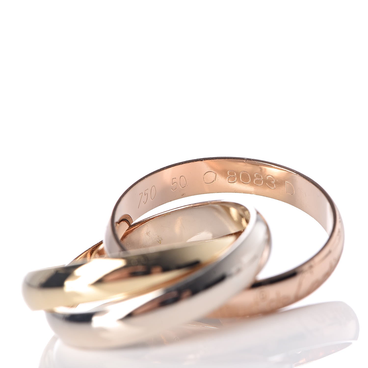 Cartier 18K Pink Yellow White Gold Classic Les Must De Trinity Ring 50 5.25 6 of 6