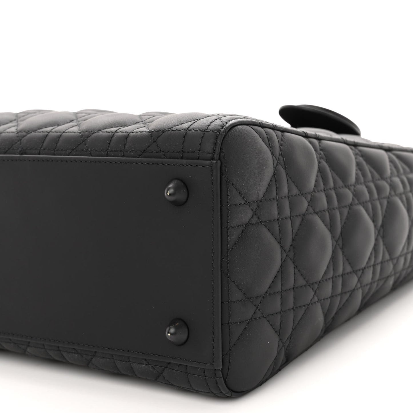Ultra Matte Calfskin Cannage Large Lady Dior Black