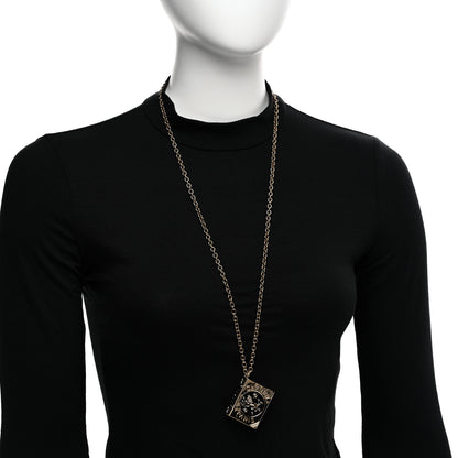 Chanel Metal CC Lion Book Locket Necklace Gold 2 of 5