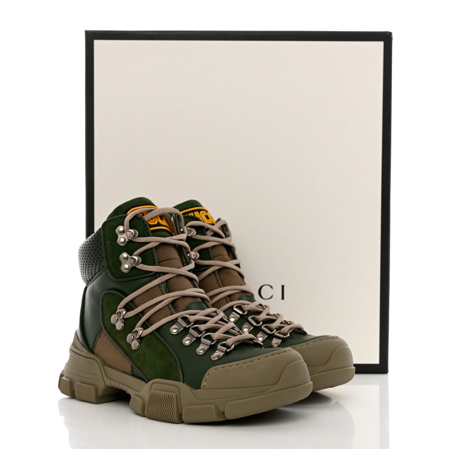 X SEGA Calfskin Suede Technical Canvas Womens Flashtrek High-Top Sneakers 36 Olive Green Ardesia