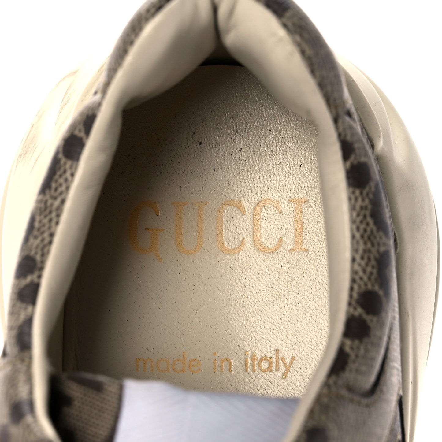 Maxi GG Supreme Monogram Gucci 100 Mens Rhyton Sneakers 8.5 Beige Ebony