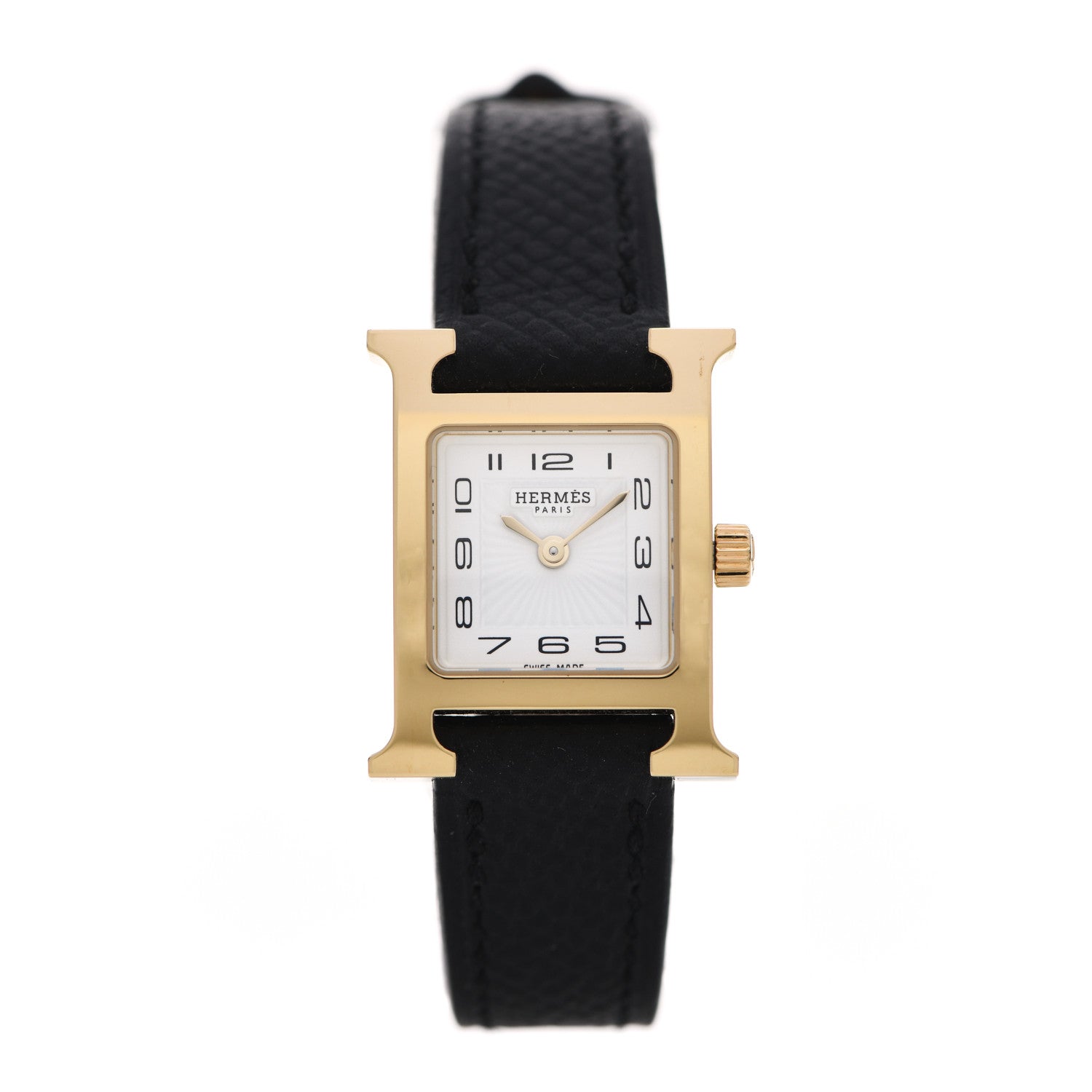 Hermes Stainless Steel Epsom 17.2mm Heure H Hour Quartz Watch Noir 1 of 5