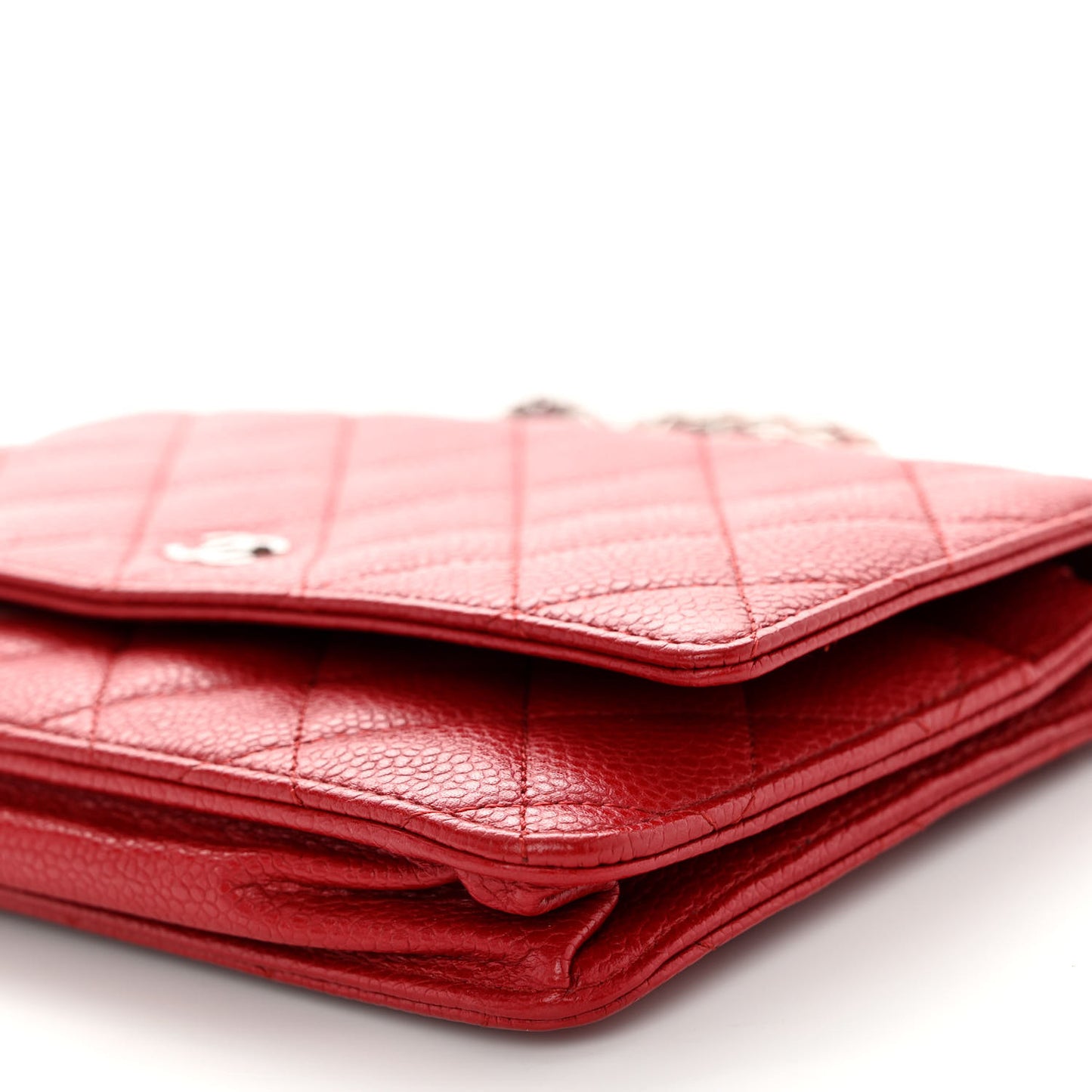 Caviar Quilted Wallet on Chain WOC Red