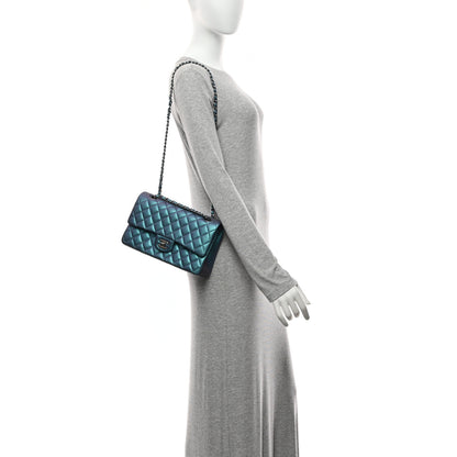 Chanel Iridescent Lambskin Quilted Medium Double Flap Turquoise 2 of 11