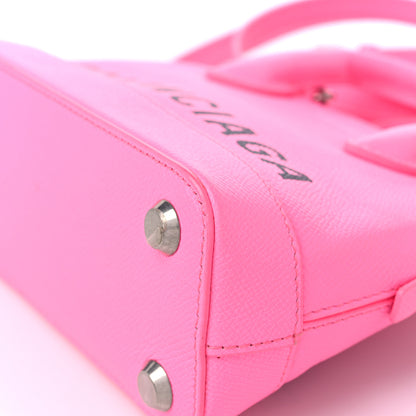 Balenciaga Signature Grained Calfskin Logo XXS Ville Top Handle Bag Acid Pink Black 10 of 16