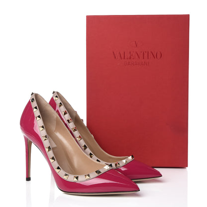 Valentino Garavani Patent Rockstud 100mm Pumps 37.5 Deep Cyclamin Poudre 8 of 8
