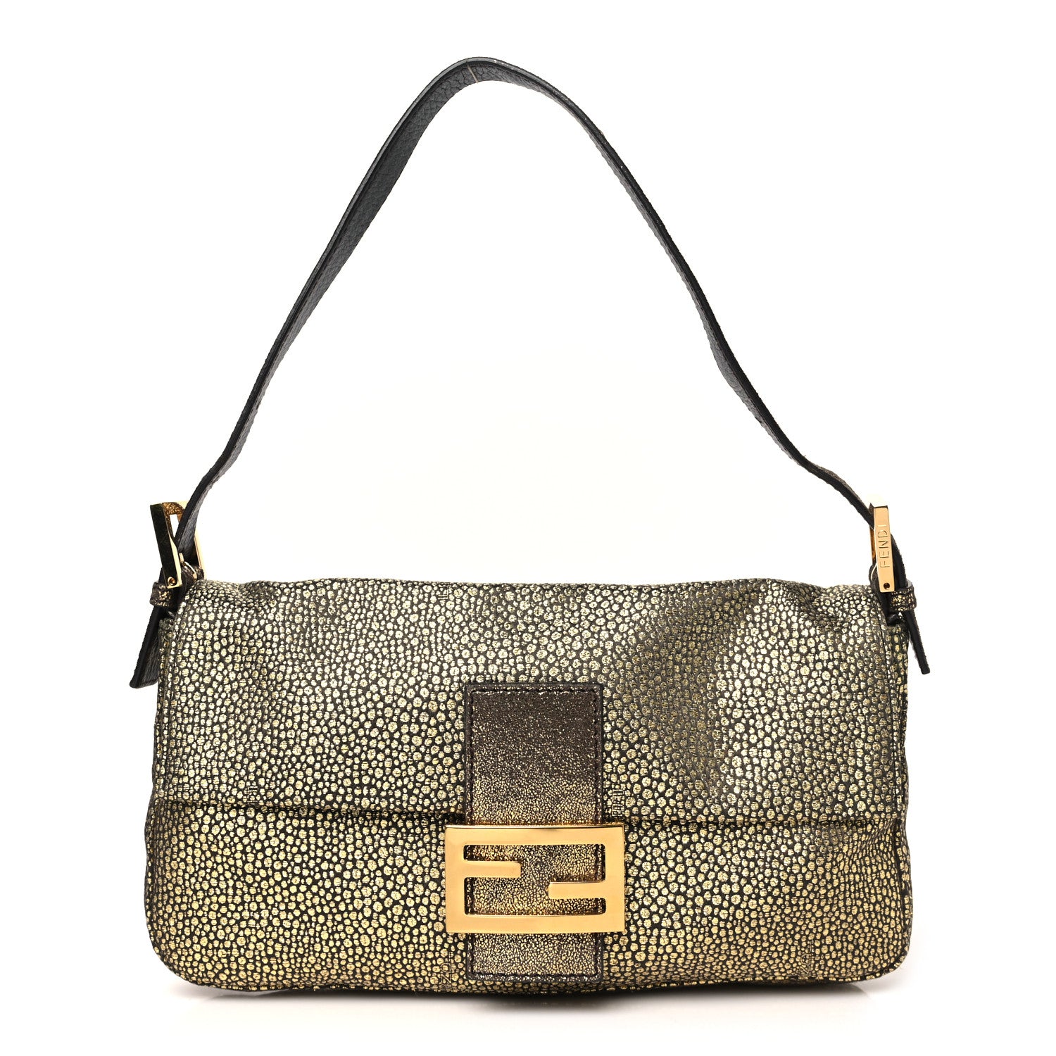 Fendi Metallic Canvas Baguette Gold 1 of 11